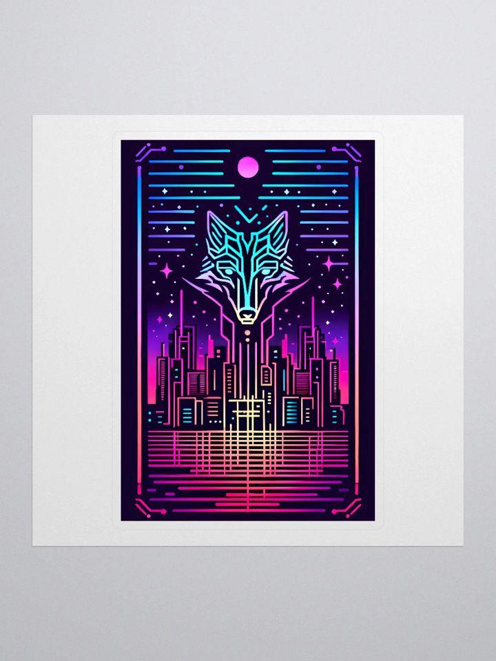 Neon Futuristic Fox Cityscape Art Sticker product image (2)