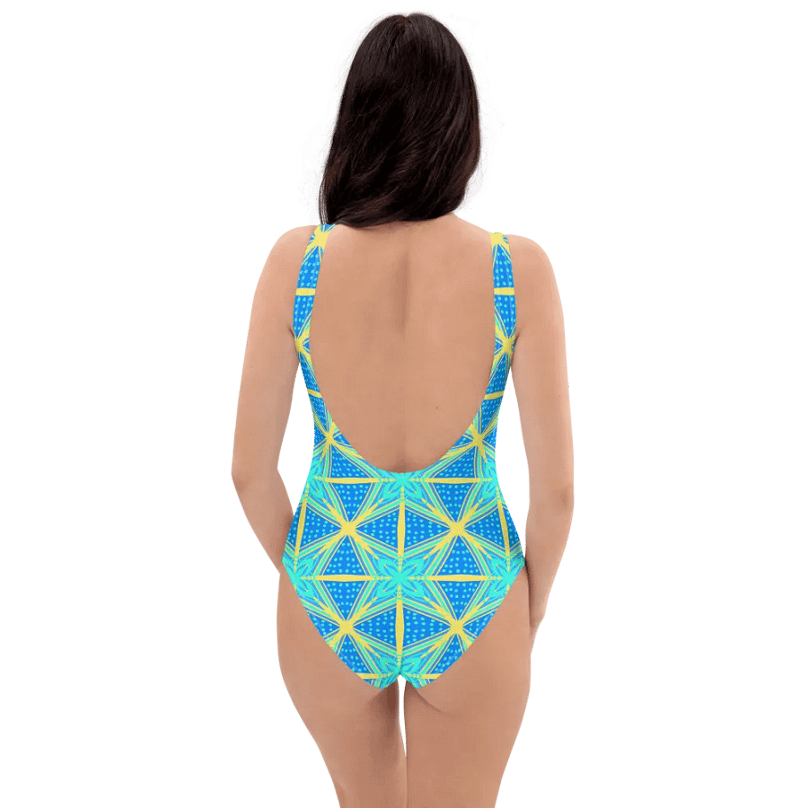 Stunning Blue and Yellow Pattern Swimsuit product image (2)