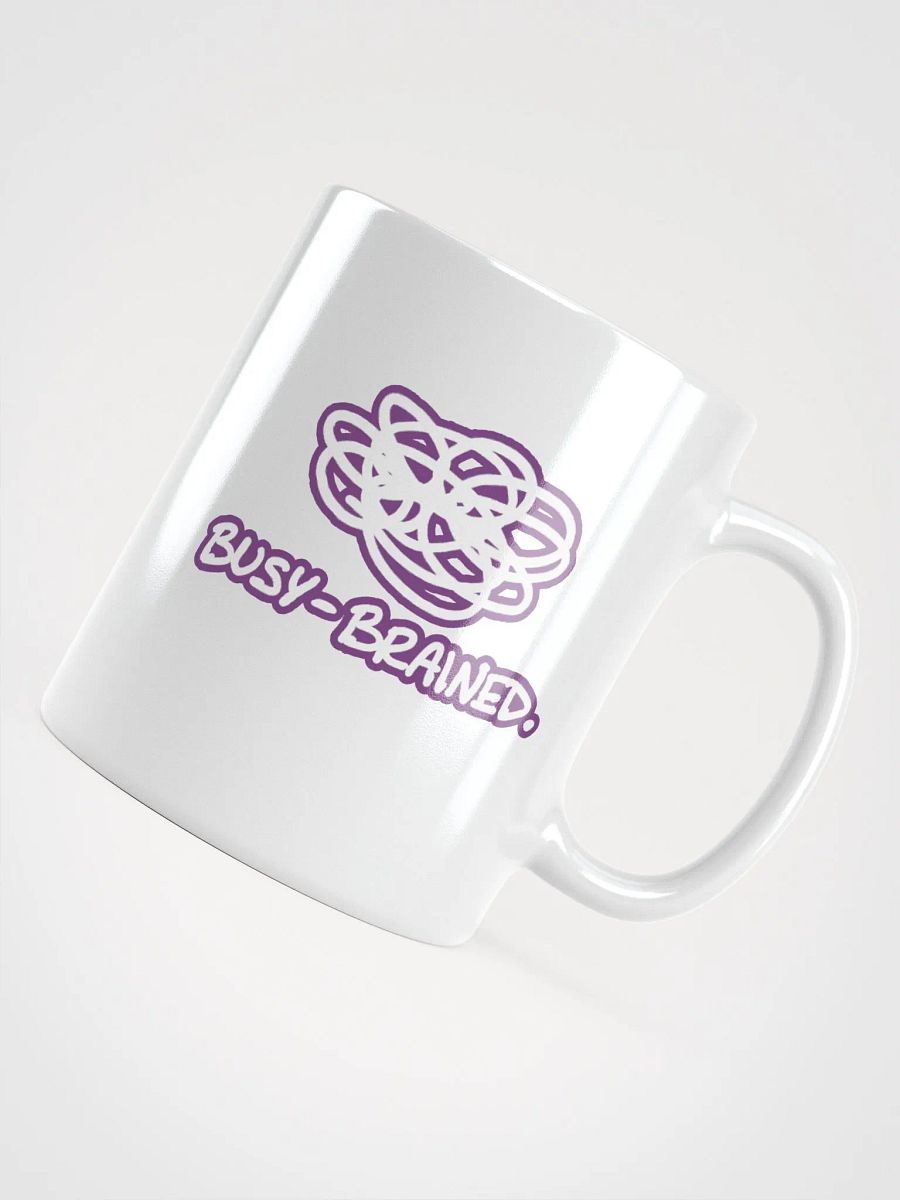 BUSY-BRAINED (lined design, #763D7D) glossy white mug product image (8)
