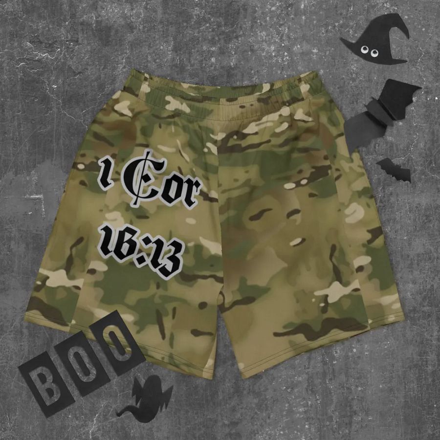 Faithful Camo: 1 Corinthians 16:13 Unisex Athletics Shorts - Multicam product image (12)