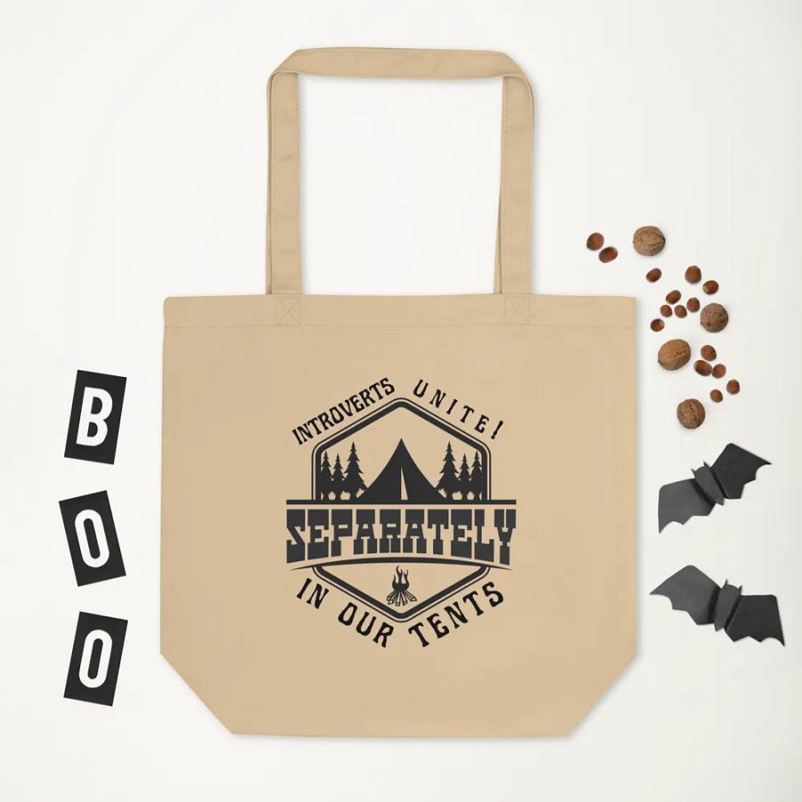 Funny sarcastic camping introvert canvas tote bag - 