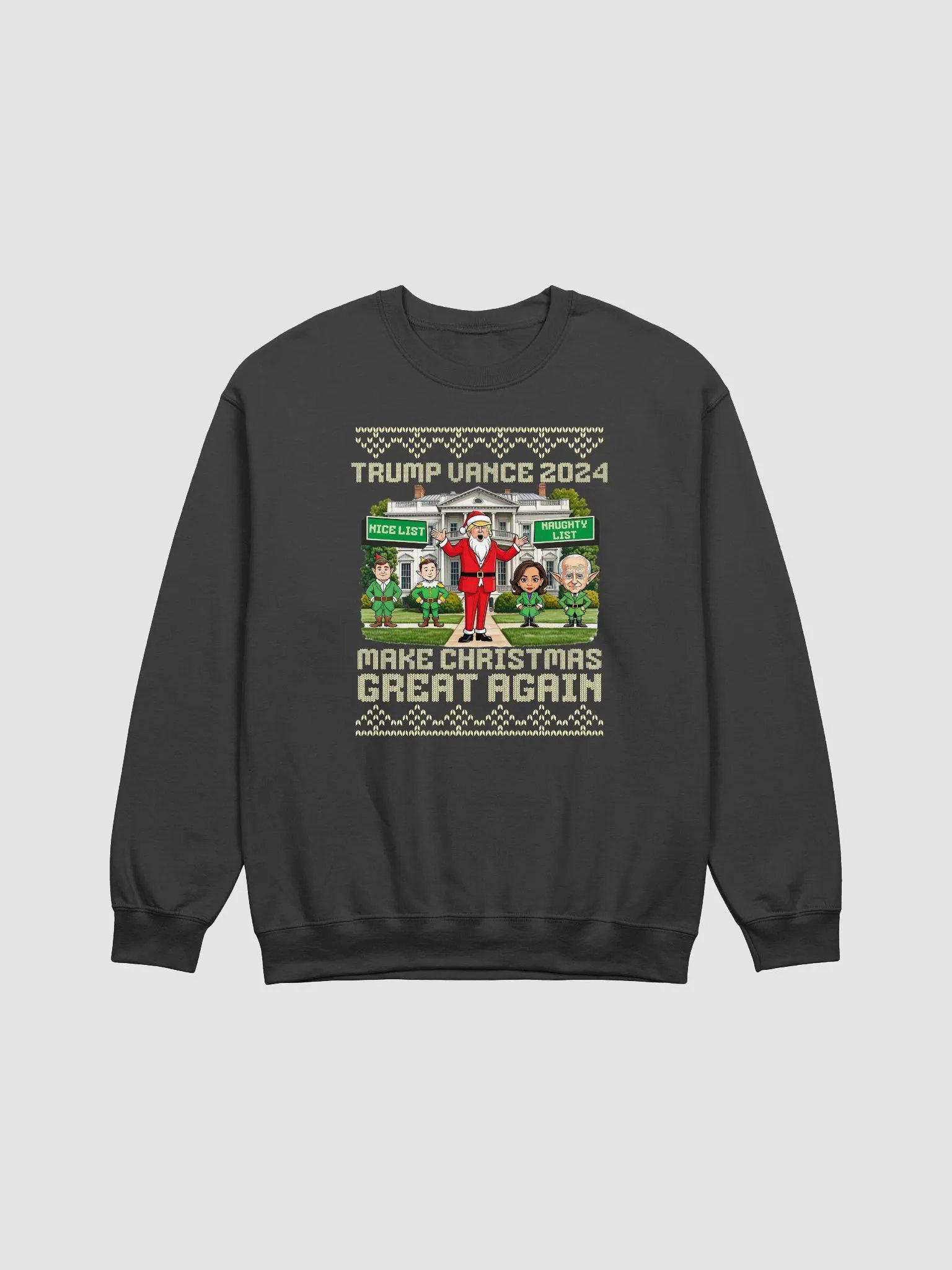 TRUMP VANCE 2024 MAKE CHRISTMAS GREAT AGAIN UNISEX CHRISTMAS SWEATER VICTORY PATRIOTIC SWEATSHIRT FOR LOYAL TRUMP SUPPORTERS USA POLITICS APPAREL BOLD STATEMENT ELECTION TEE product image (2)