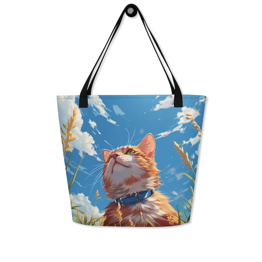 Tote Bag: Ginger Cat Tall Grass Tranquil Blue Sky Design product image (7)