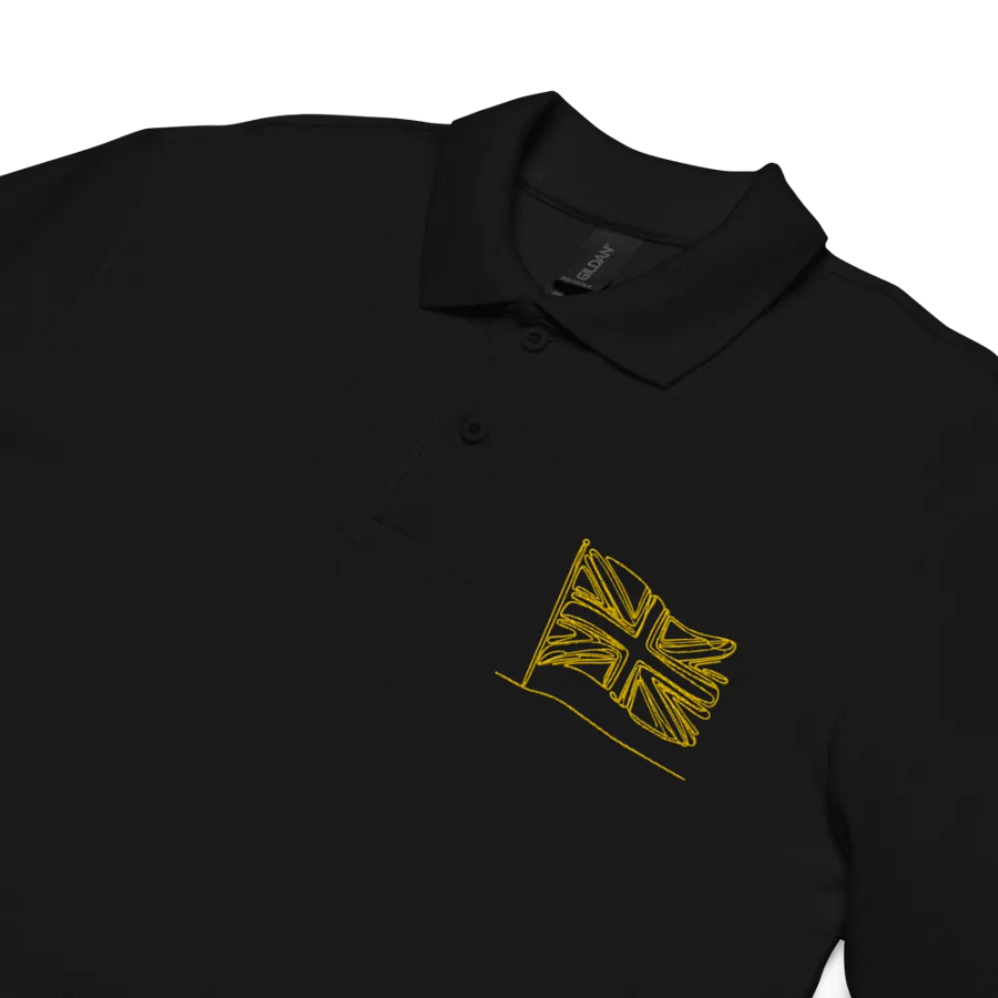 Embroidered UK Flag Golden Line Art Polo Shirt product image (4)