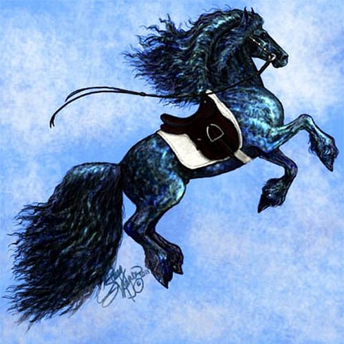 Friesian horse artwork by Stacey Mayer, something from my files to share with you today! #friesianhorses #equineart #equinear...