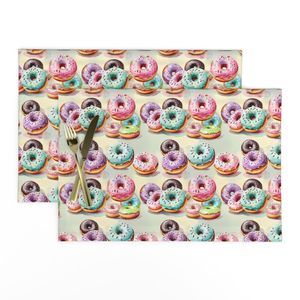 Seamless Pattern - Pastel Sprinkled Donuts on a Watercolor Background product image (11)