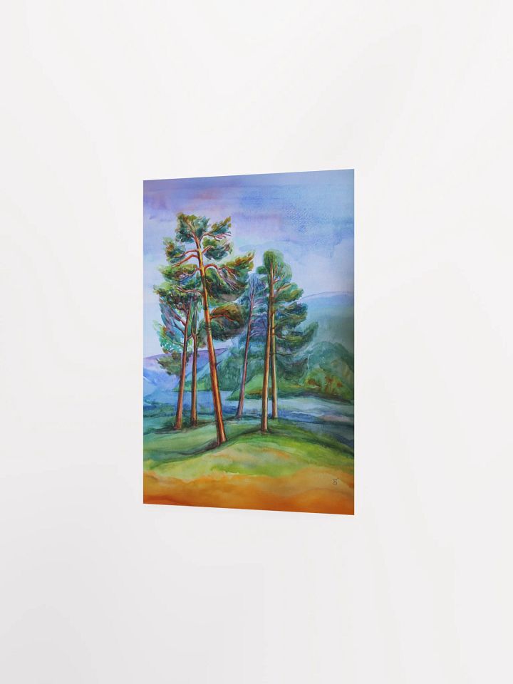 Tranquil Serenity Watercolor Poster - Pine Forest and Hills product image (6)