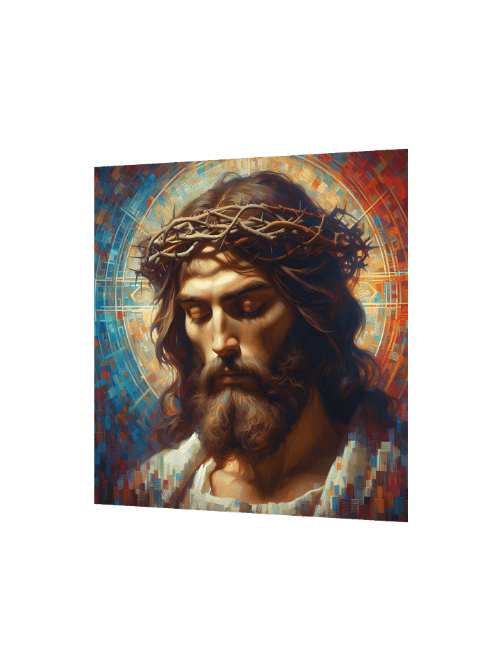 Jesus Christ Mosaic Crown of Thorns Wall Art | Modern Christ Art Canvas Print for Home & Church product image (2)