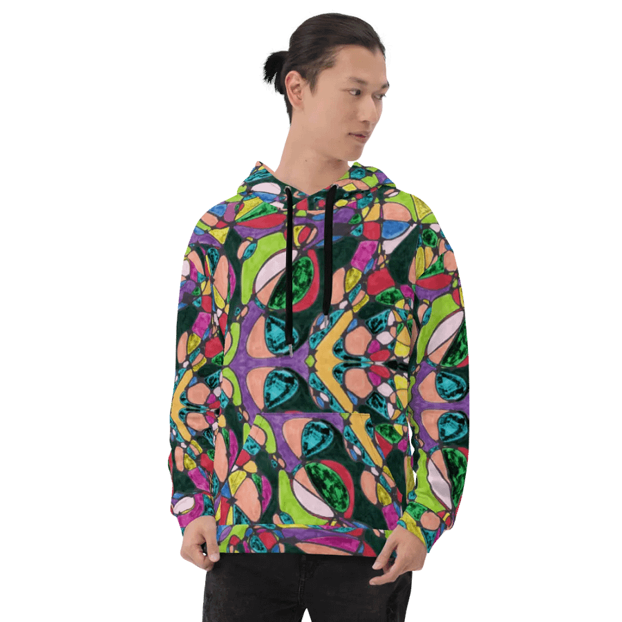 Abstract Colourful Patterned Neurographic Unisex Pull Over Hoodie product image (8)