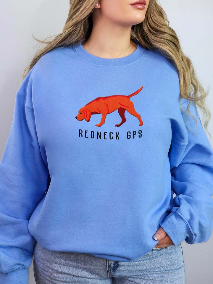 Redneck GPS Sweatshirt (Embroidered) of a Redbone Coonhound product image (2)