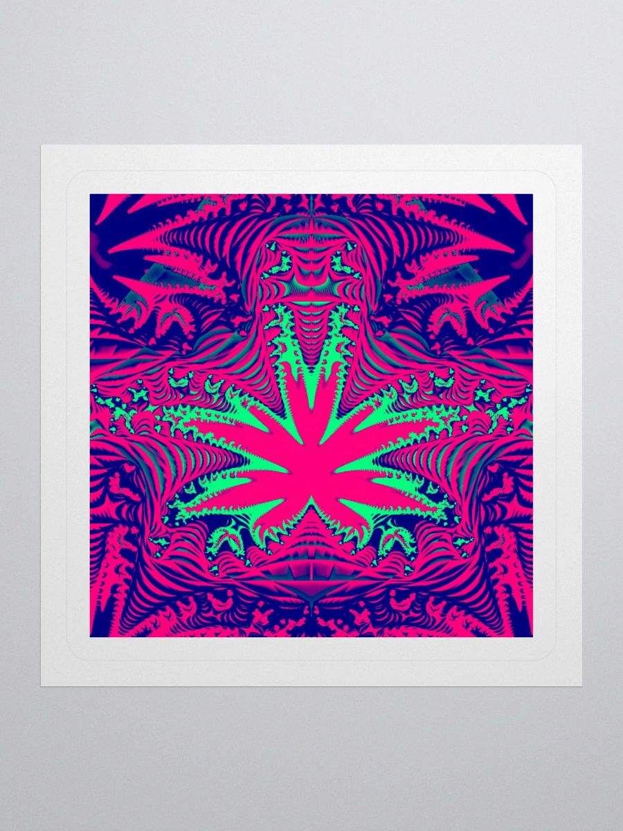 Cannabis Psychedelic Stoner Sticker, Hot Pink Blue Green Weird Weed Leaf Art product image (1)