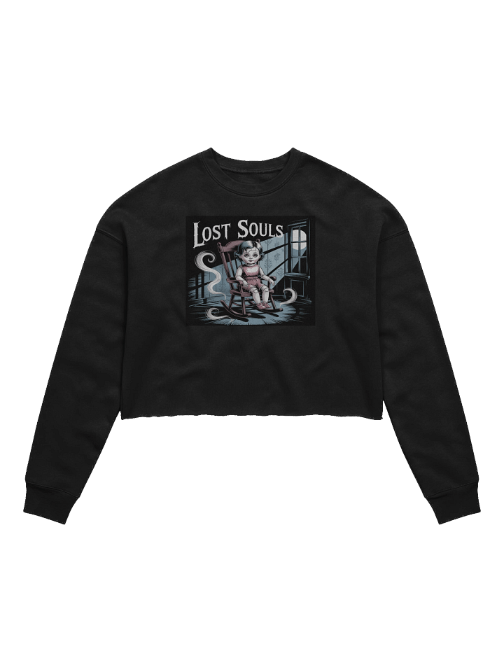 Lost Souls Women's Fleece Crop Sweatshirt - Black Gothic Doll Design by Midnight Veil Designs product image (1)