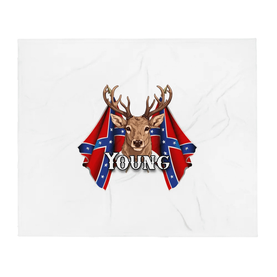"Young" Last Name Rebel Redneck Deer - Throw Blanket product image (1)