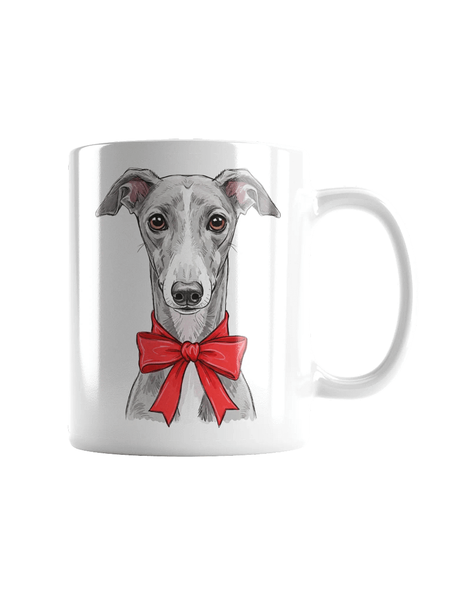Greyhound With A Red Bow Sketch-y Art Chic Small Ceramic Mug product image (2)