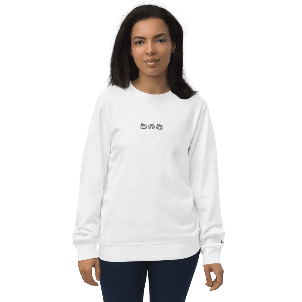 White Embroidered Pumpkin Crewneck Sweatshirt product image (6)