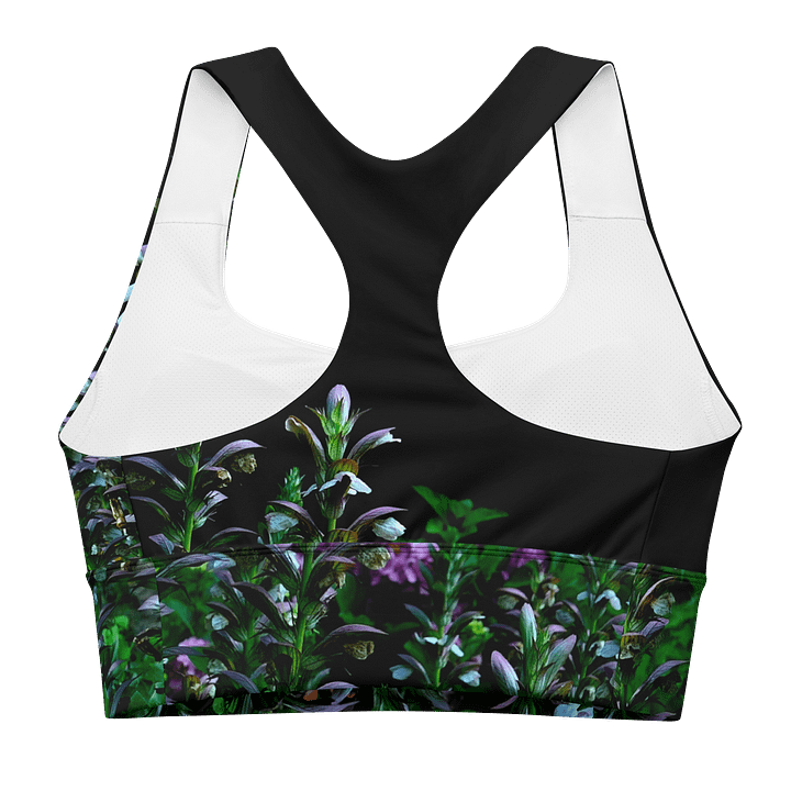 Longline-Sport-BH aus recyceltem Material - Blumenkontrast product image (2)