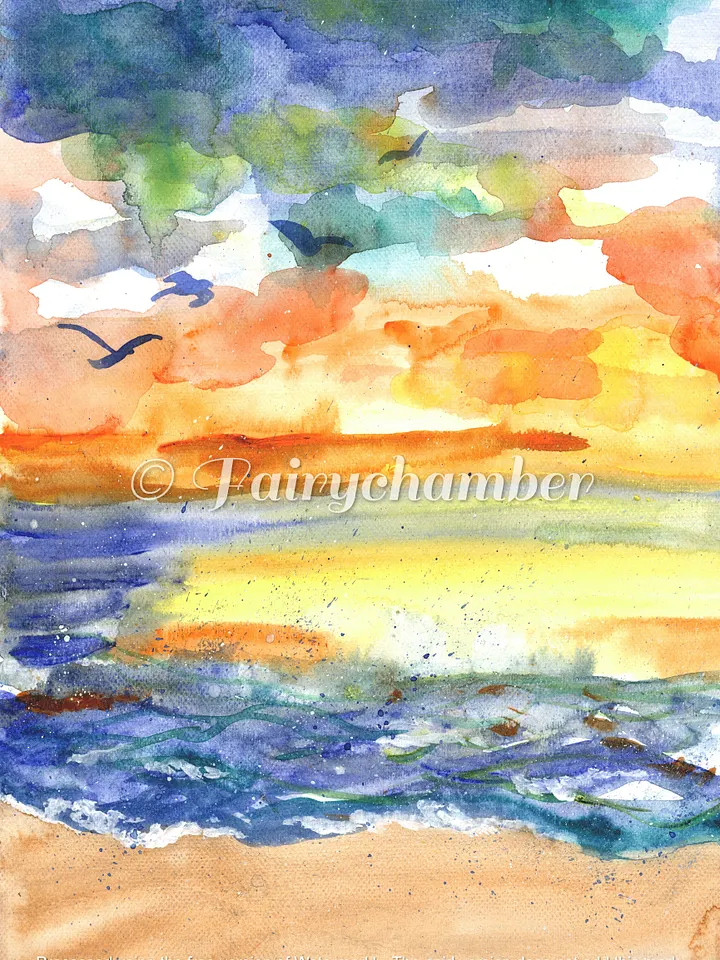 Playful Sea Original Watercolor Painting product image (1)