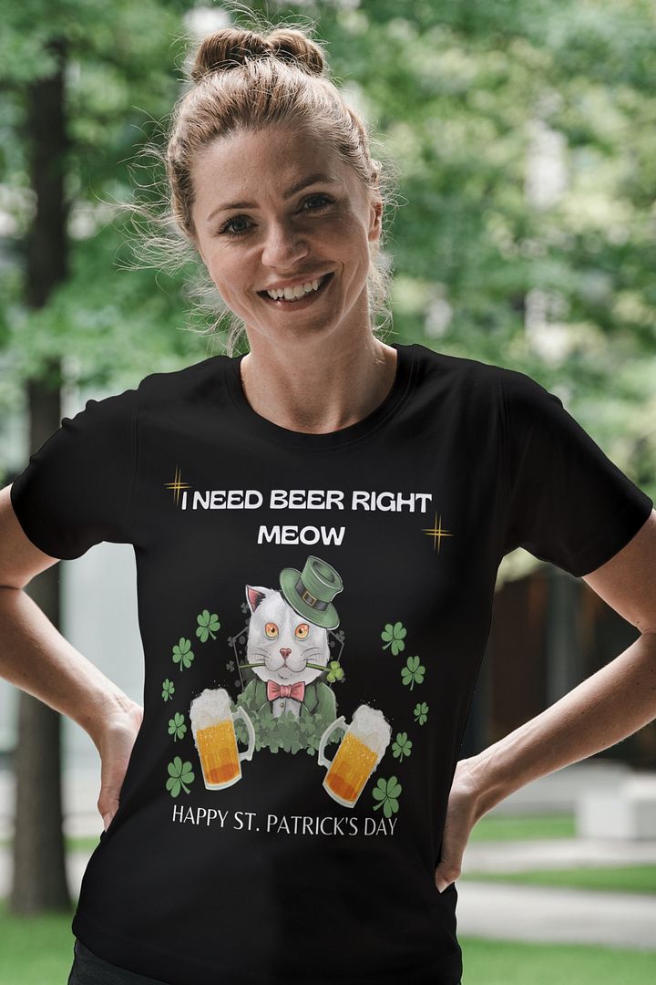 I Need Beer Right Meow T-shirt product image (1)