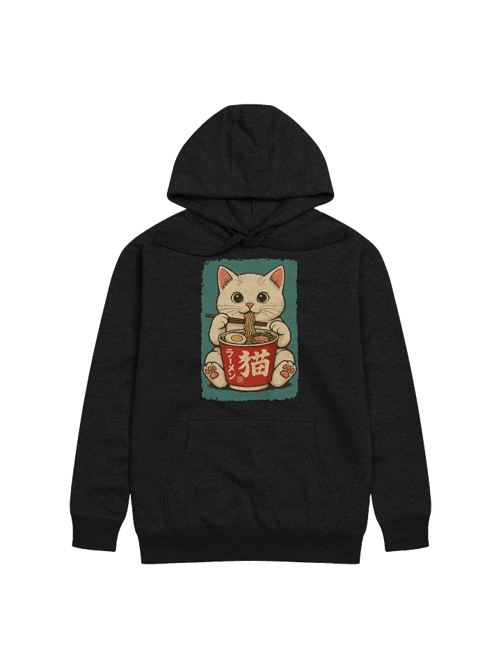 Kawaii White Cat Eating Ramen Vintage Japanese Style Hoodie product image (3)