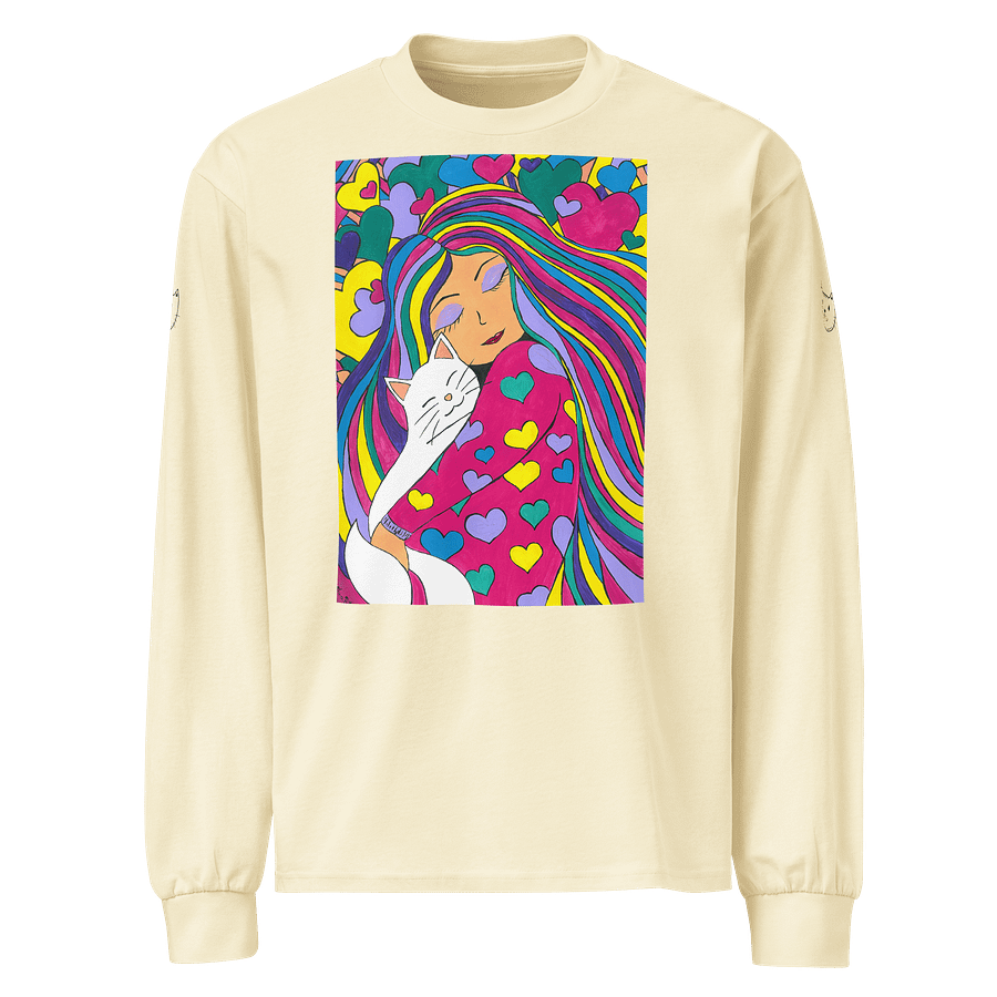 Girl with the cat (art by Dina R.) acrylic painting picture - Long Sleeve Shirt product image (1)