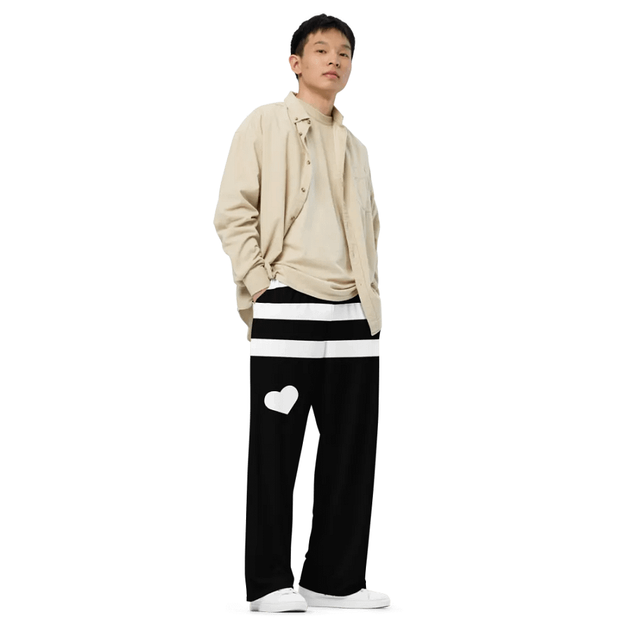 Black and White Stripes/All-Over Print Unisex Wide-Leg Pants by Sublicolor product image (4)