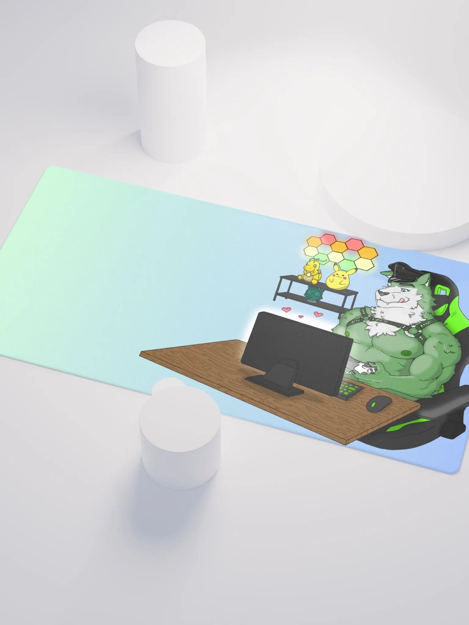 Cozy Wolf Dad Gaming Mouse Pad (Sky Blue / Right) product image (3)