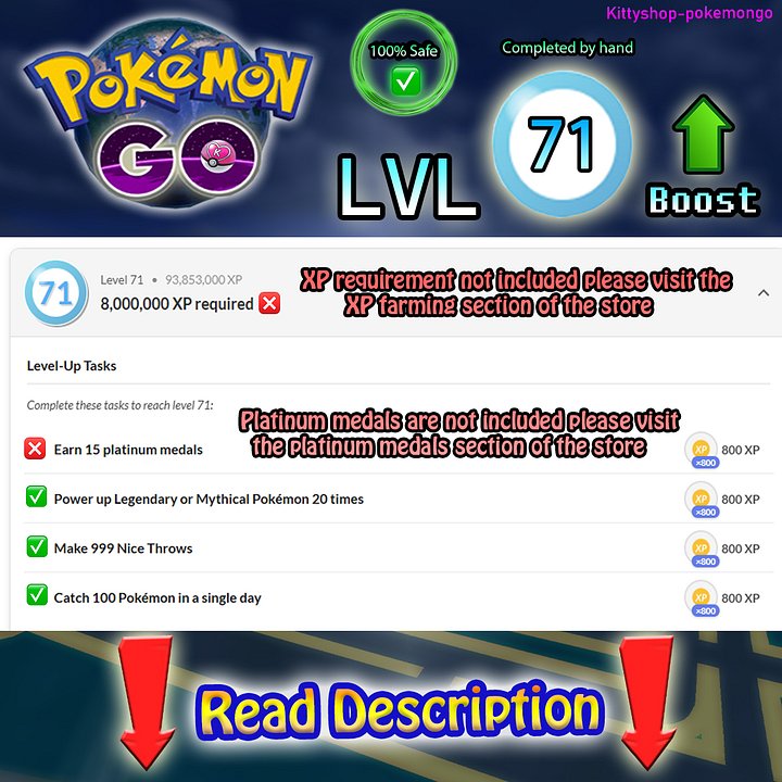 🟢Pokémon Go! LVL 71 Boost ⬆️- level 71 Quests completion fast and 100% Safe by an experienced player product image (1)
