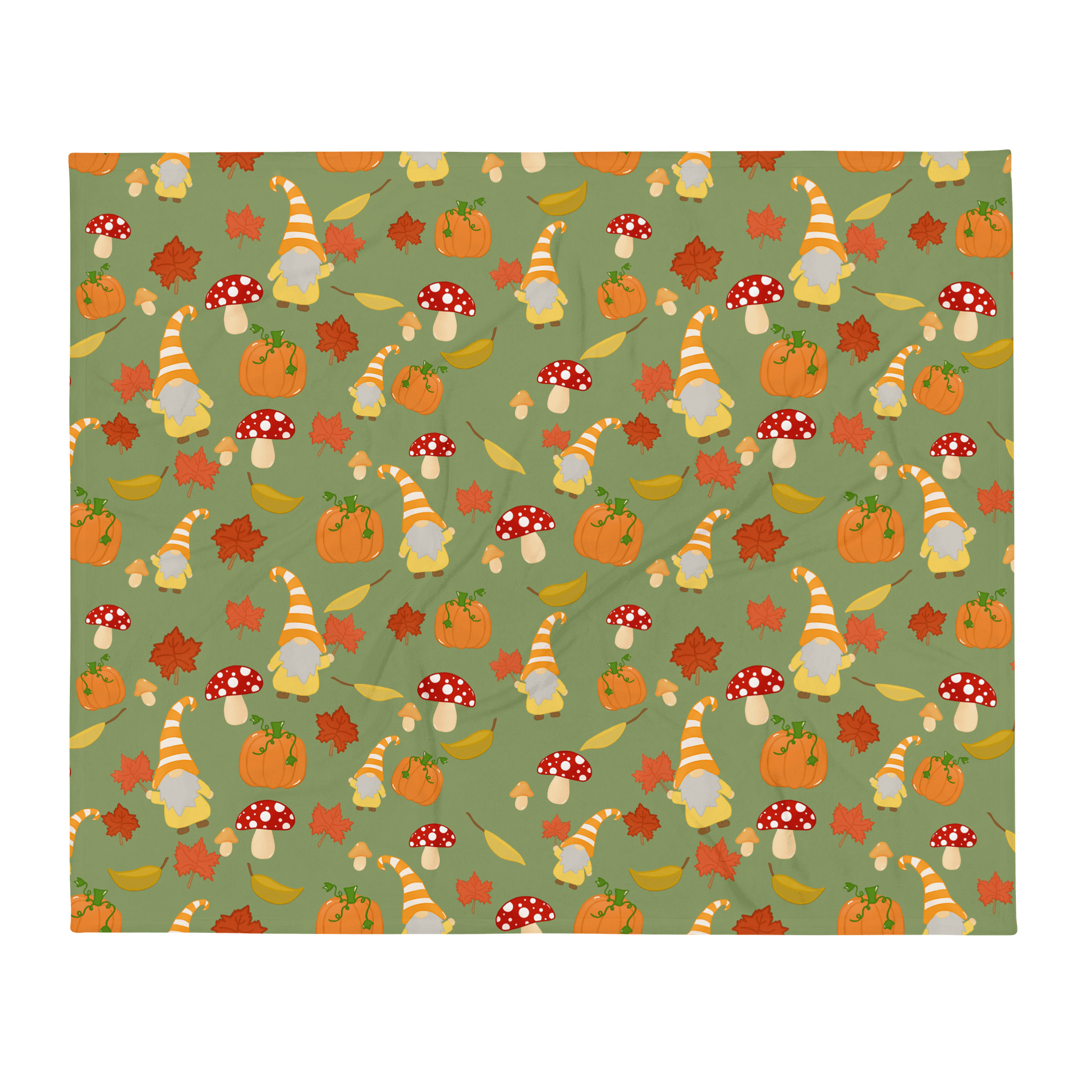 Fall with my Gnomies in Green Throw Blanket product image (4)