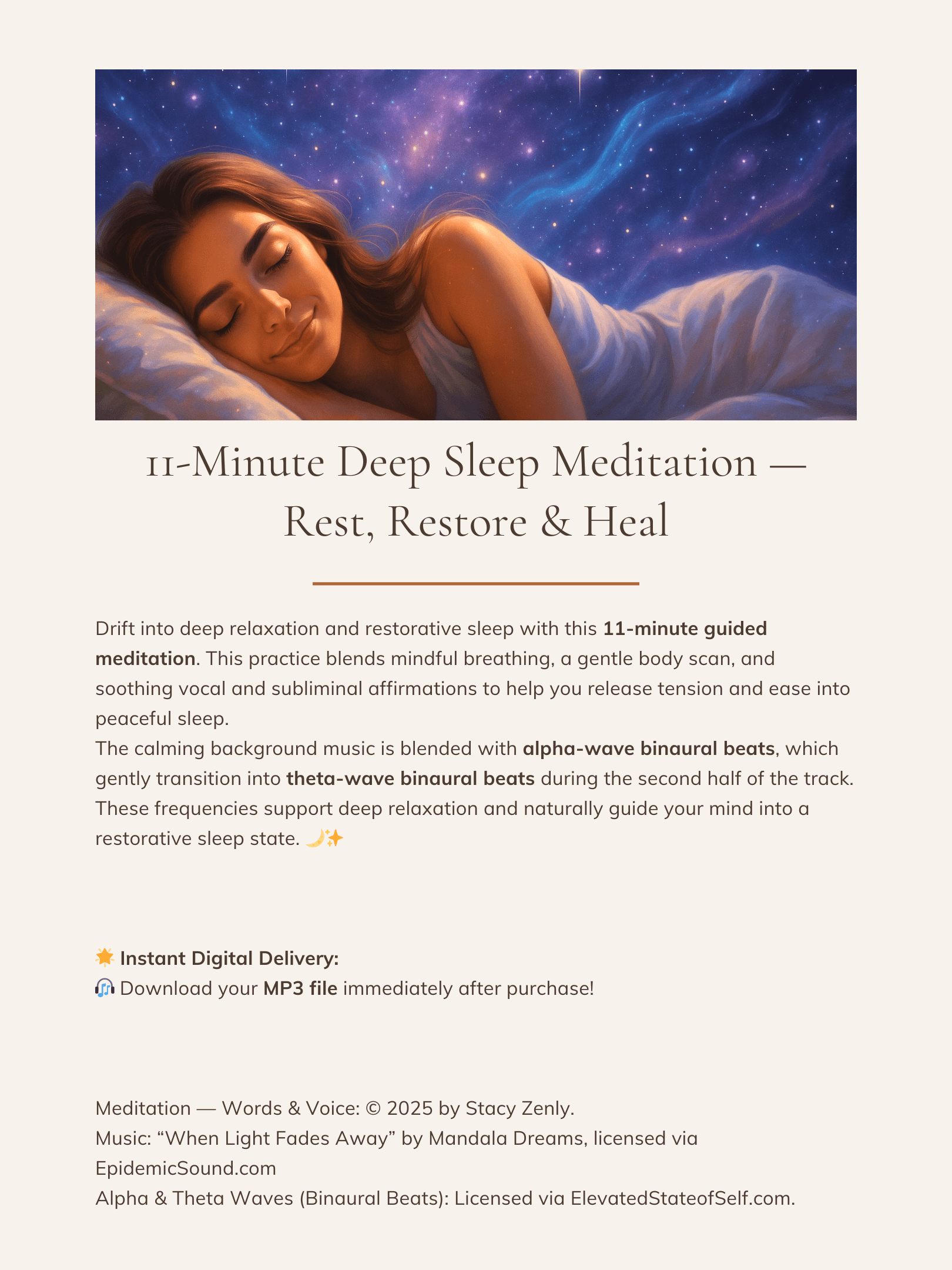 II-Minute Deep Sleep Meditation - Rest, Restore & Heal | MP3 Audio Download product image (2)