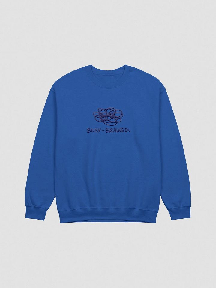 BUSY-BRAINED. (lg. design, white thread) embroidered crewneck product image (16)