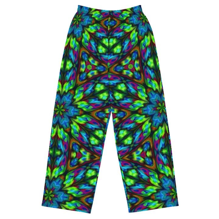 Green Blue Geometric Kaleidoscope Wideleg Pants product image (2)