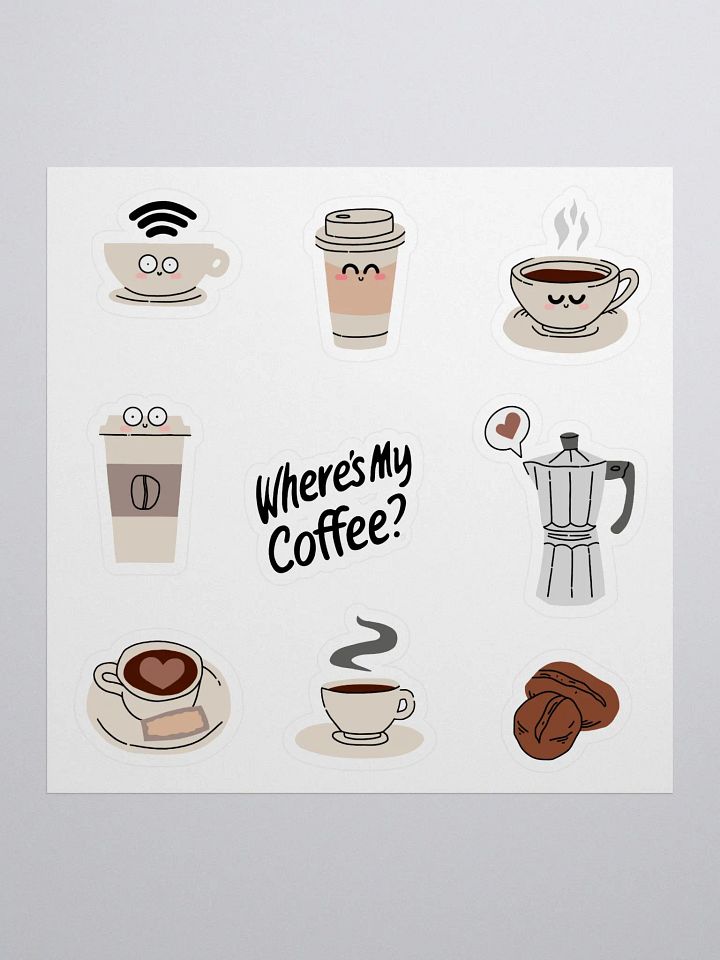 Cute Kiss Cut Coffee Stickers for Crafts, Scrapbooking & Journals – Coffee Lover Sticker Pack product image (1)