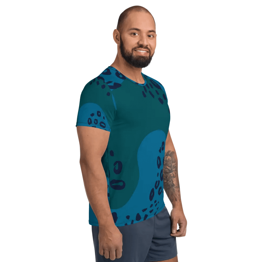 Stylish Blue Animal Print Athletic Tee product image (4)