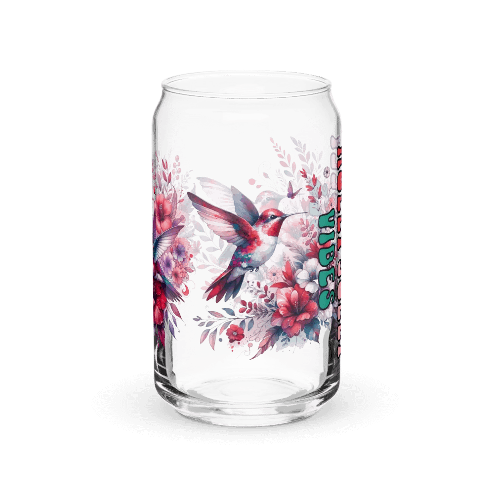 Holly Jolly Hummingbird And Flower Glass Can product image (5)