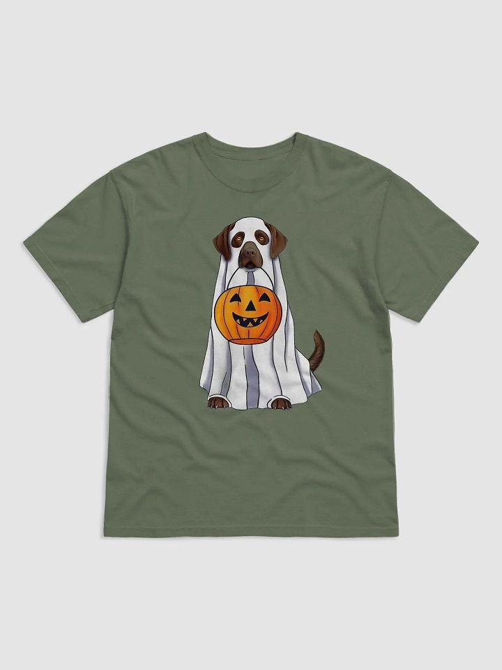 Labrador(Chocolate) Halloween Tee | Funny Fall Halloween Labrador Wearing a Ghost Costume with Pumpkin Basket product image (2)
