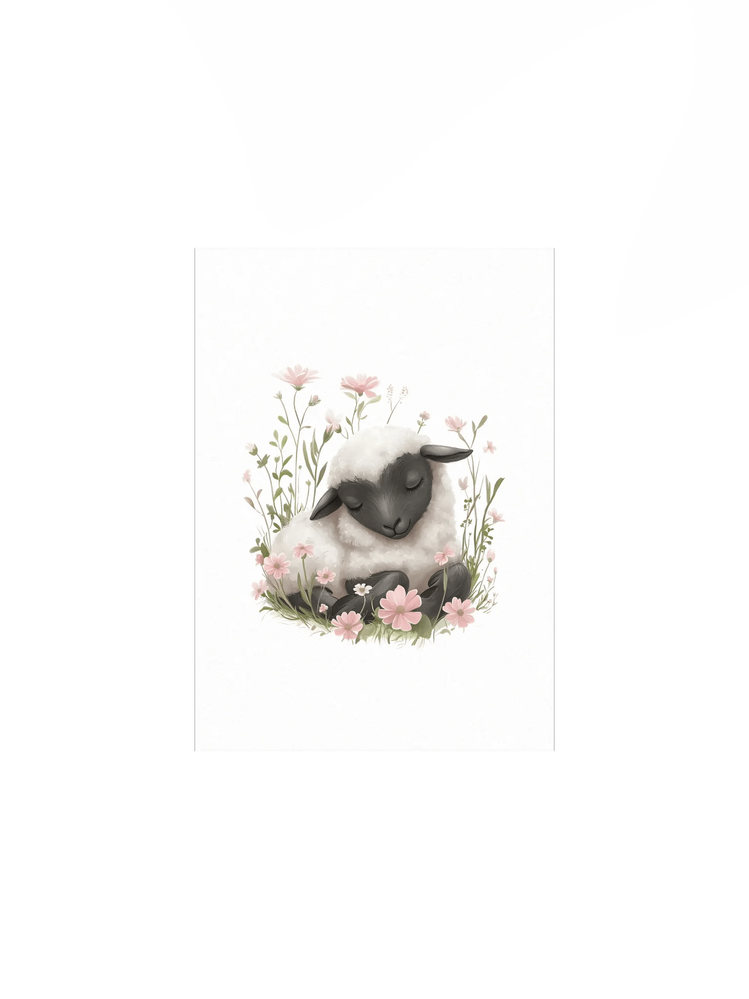 Sleeping Sheep in Pink Florals Farm Print product image (2)