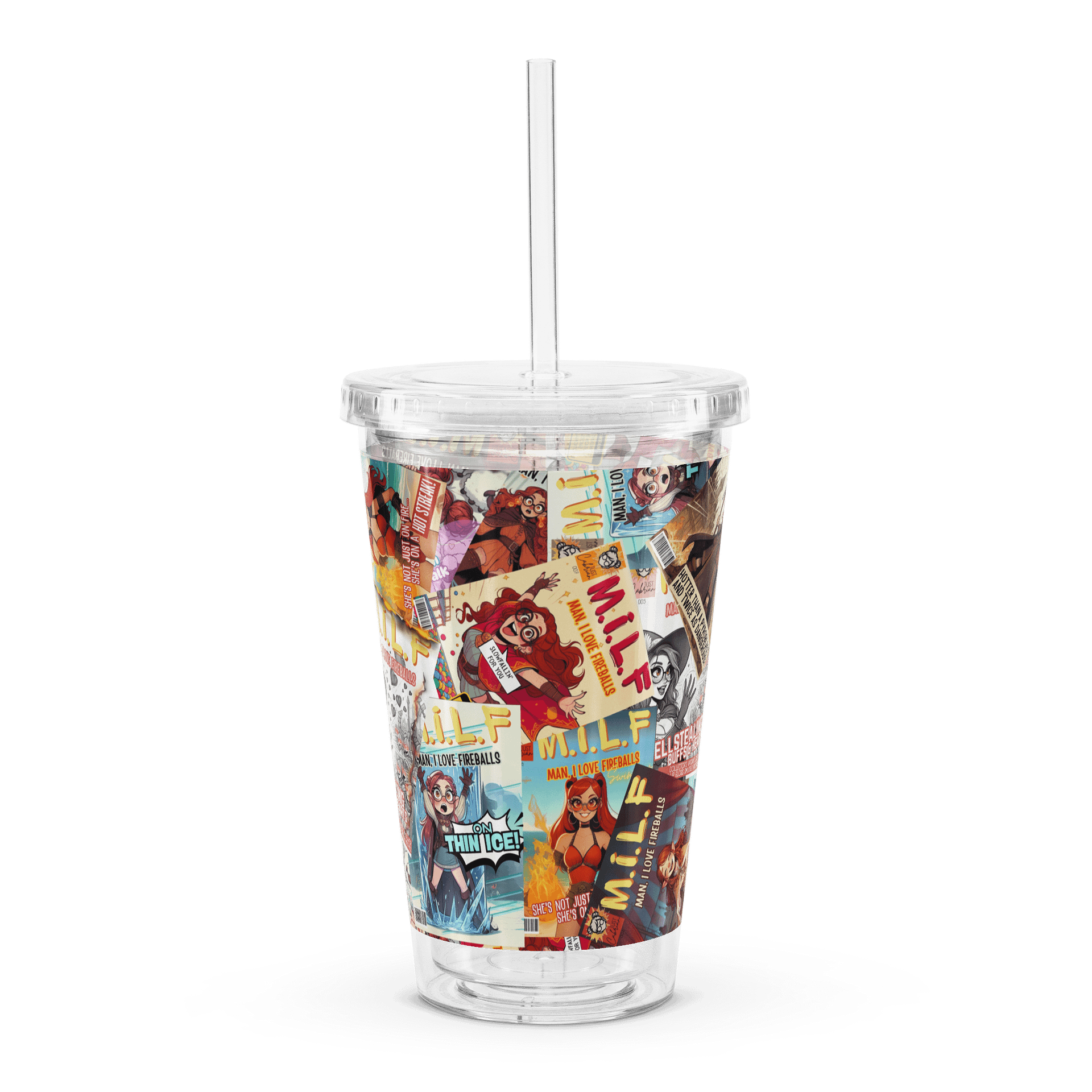 M.I.L.F. Clear Plastic Tumbler (16oz.) product image (1)