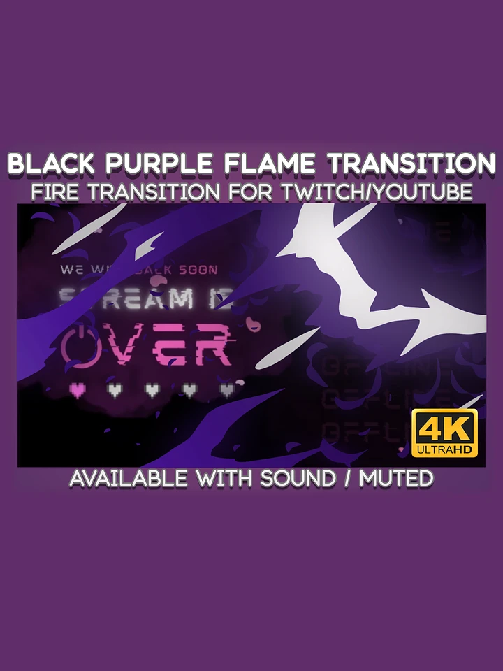 Black Purple Fire Video Transition - Cartoon Fire Transition for Twitch Stream and YouTube Video product image (1)