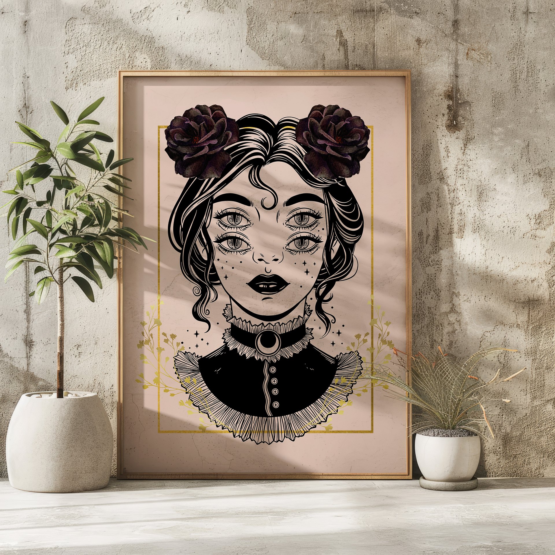 Four Eyed Witch Portrait Gothic Art Print product image (3)