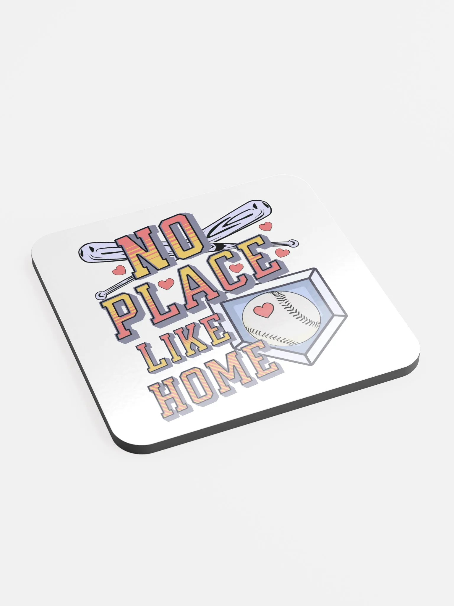 No Place Like Home Baseball Run Hearts Glossed Coaster product image (3)