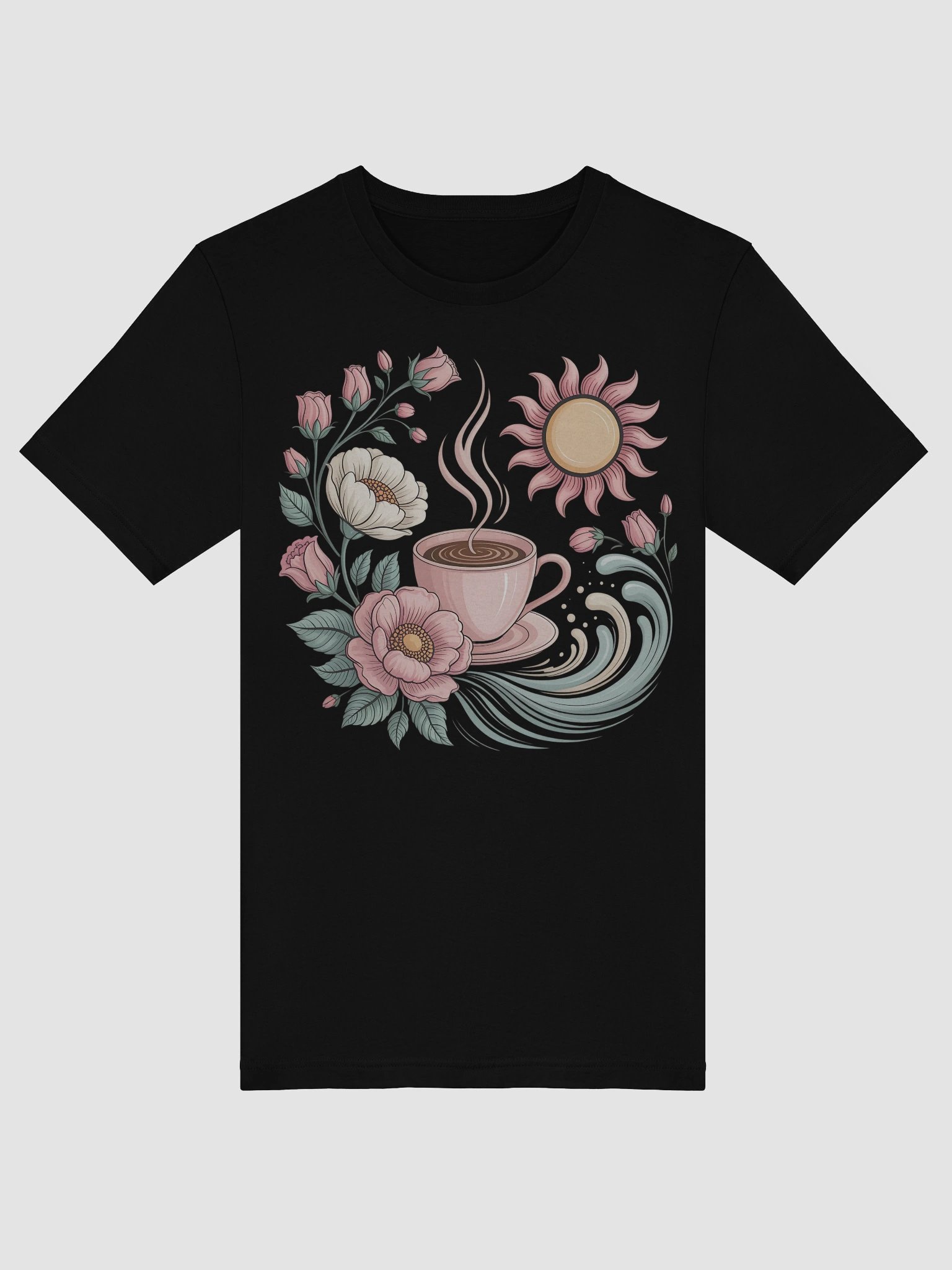 Whimsical Floral Coffee T-Shirt product image (42)
