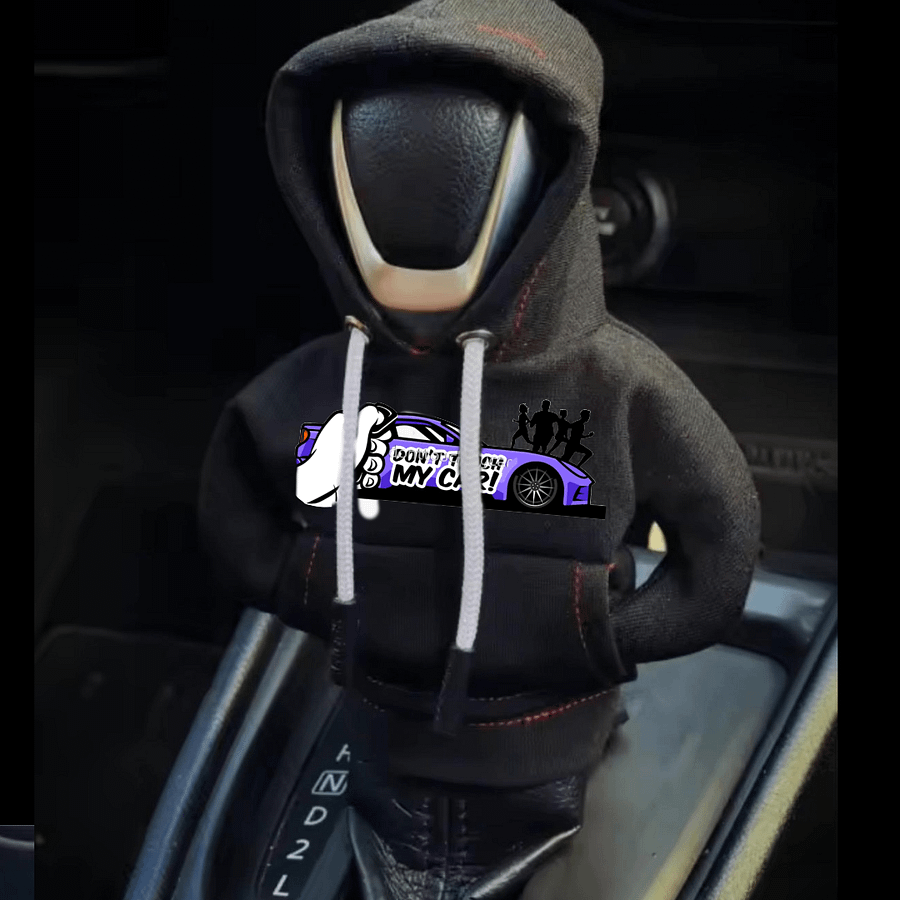 Dont touch my car Center Console Gear Shift Knob Cover Hoodie Sweatshirt Interior Styling Handle Clothes Auto Manual Decorative Decoratio product image (5)