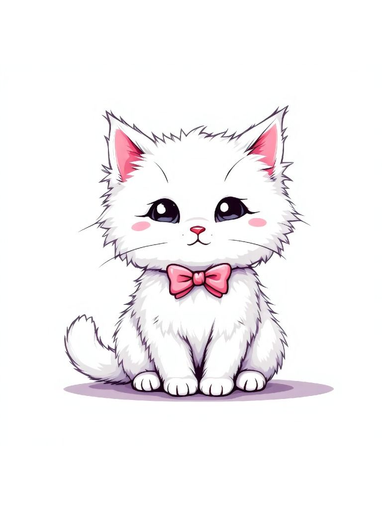 14 Adorable Fluffy Kitten with Pink Bows – Cute Cat Art for Animal Lovers - Kitten clipart collection product image (3)