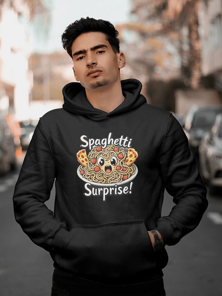 Funny Cartoon Pasta Hoodie - Surprised Spaghetti Sweatshirt - Gildan Unisex Streetwear product image (1)