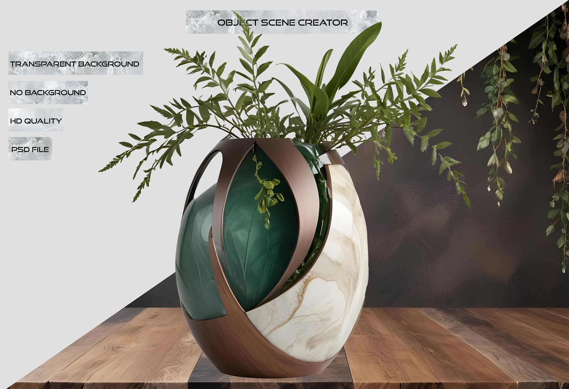 Luxe Botanique – Vase Art Déco with Plant home decor product image (2)
