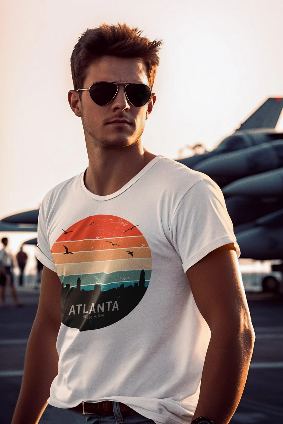 Atlanta Georgia Skyline Retro Sunset T-Shirt product image (3)