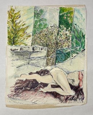 Woman in the Garden (1984) (20" x 24") Rolled Canvas Original product image (1)