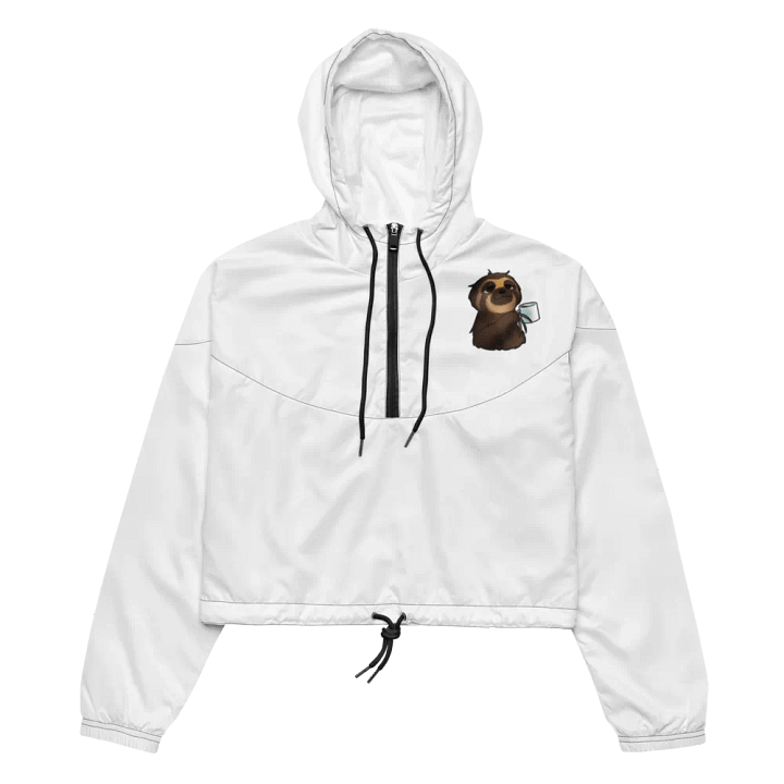 Sloth Serenity Cropped White Windbreaker product image (2)