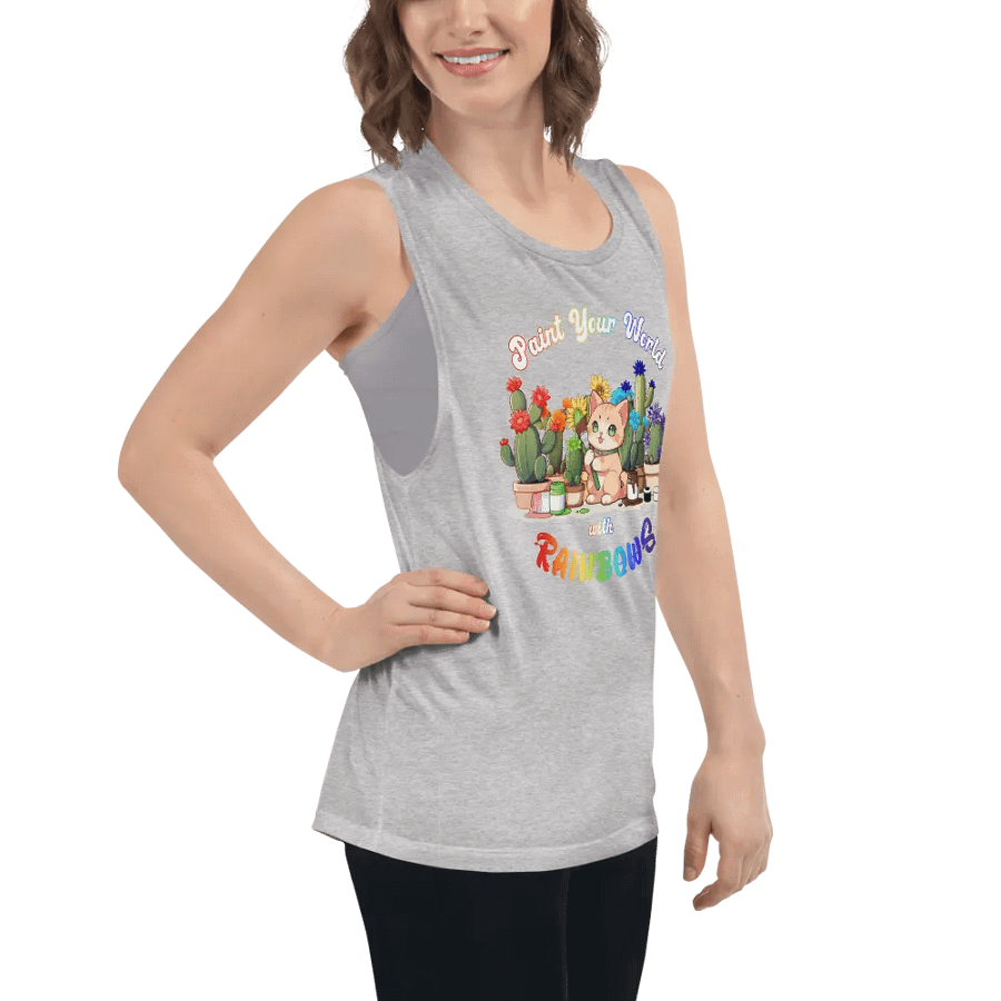 Rainbow Kitten Artist Flowy Muscle Tank product image (8)