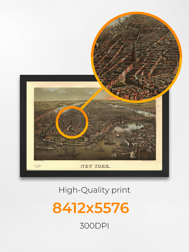 New York City 1878 Framed Poster Print – Hand-Drawn Historic Map product image (2)